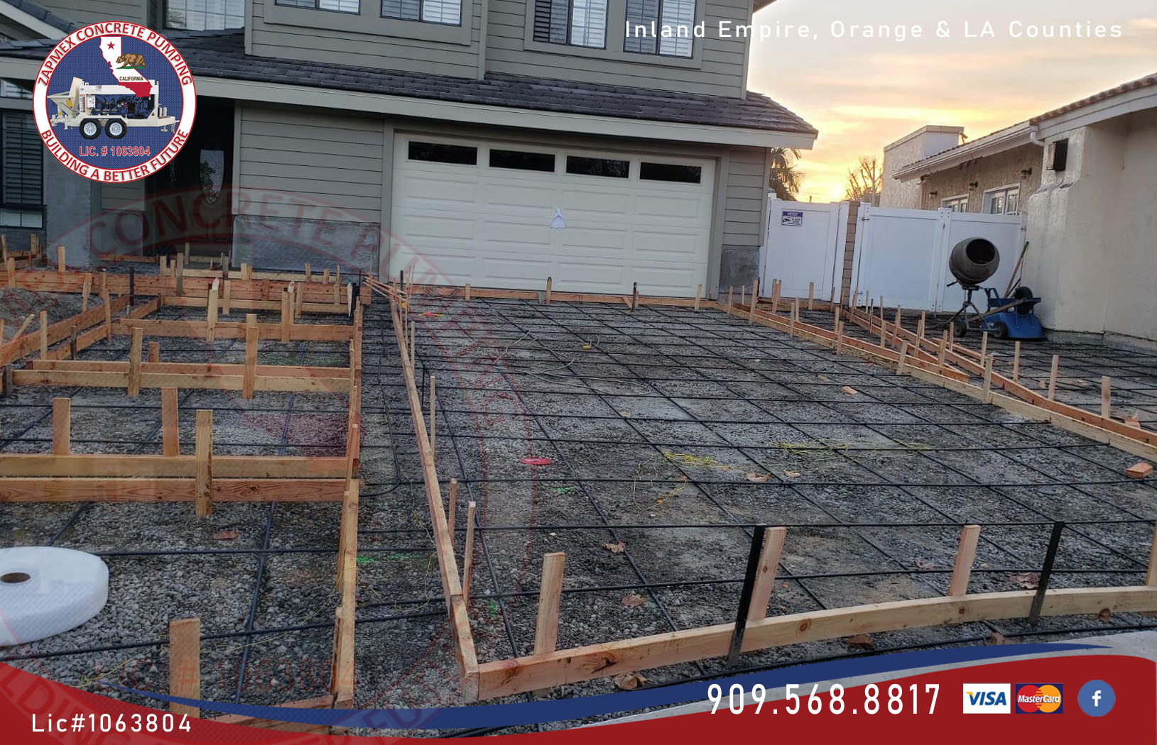 Riverside Roofer installing Concrete Pumping Zapmex Concrete Punping.